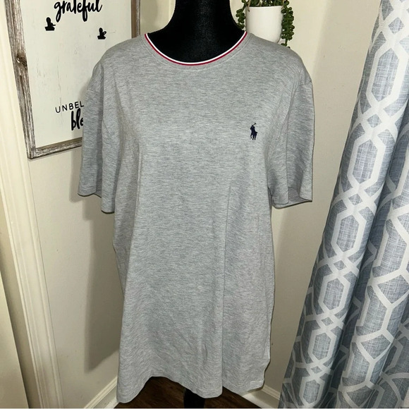 POLO RALPH LAUREN TRICOLOR TIPPED PIQUE TEE - Picture 1 of 8